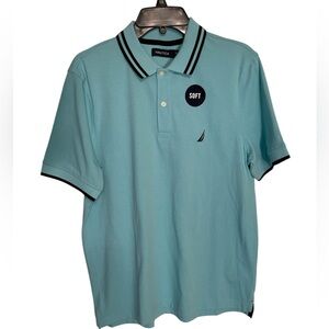 Nautica classic fit solid Aqua Blue Polo sz M